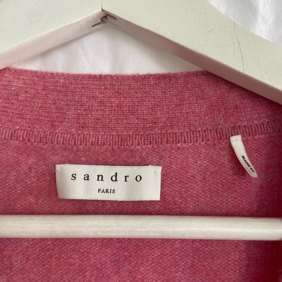 Sandro Paris Wool V-Neck Sweater Cardigan Size Medium - Picture 9 of 13